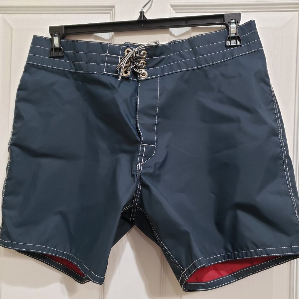 Birdwell Beach Britches Vintage Men's Size 34 Navy Red Board Shorts USA (NEW)